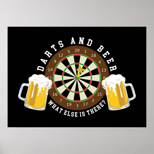 Poster Dartboard fléchettes et bière tournoi Sport amusan (Devant)