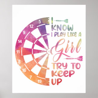 Poster Darts Women Gift Arrows Field Team Play Like a Gir