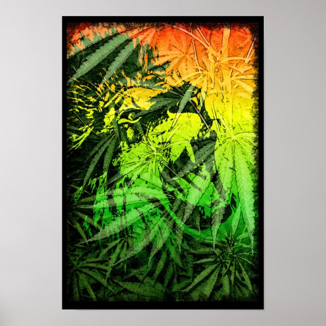 Poster das cores do reggae com leão e a natureza (Front)