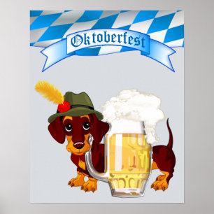Poster Daschund Oktoberfest