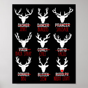 Poster Dasher Dancer Prancer & Bourbon Noël