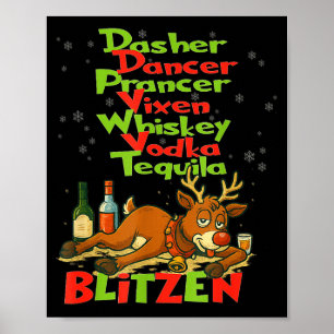 Poster Dasher Danseur Whisky Vodka Tequila Blitzen Christ