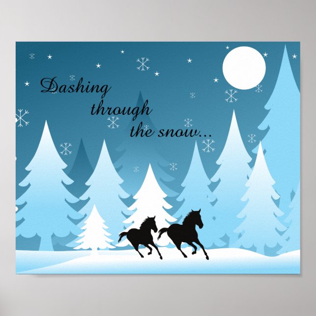 Poster Dashing Through the Snow ~ Horse Holiday Christmas (Devant)