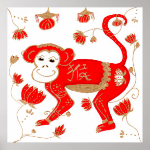 Poster d'astrologie du singe chinois