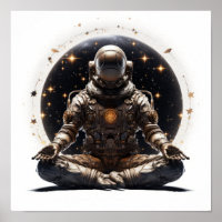 Poster d'astronautes Zen - Méditation de Bouddha d