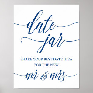 Poster Date Jar Mariage Connexion Navy Blue Calligraphy