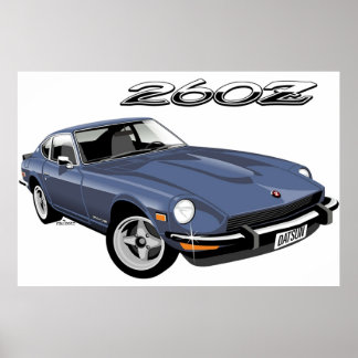 Poster Datsun 260Z bleu