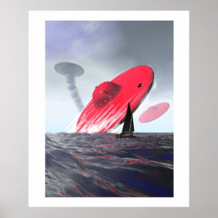 Poster d'attaque de soucoupe rouge