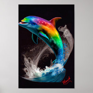 Poster Dauphin aux couleurs - AI