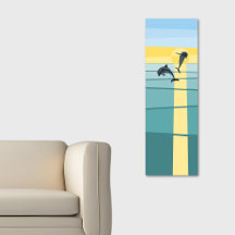 Dauphin bleu turquoise Jaune Sunset Vector Art