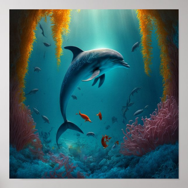 Poster Dauphin Dans L'Océan (Devant)