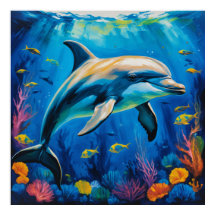Dauphin de peinture à l'huile