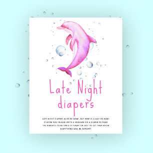 Poster Dauphin rose aquarelle - couches de nuit