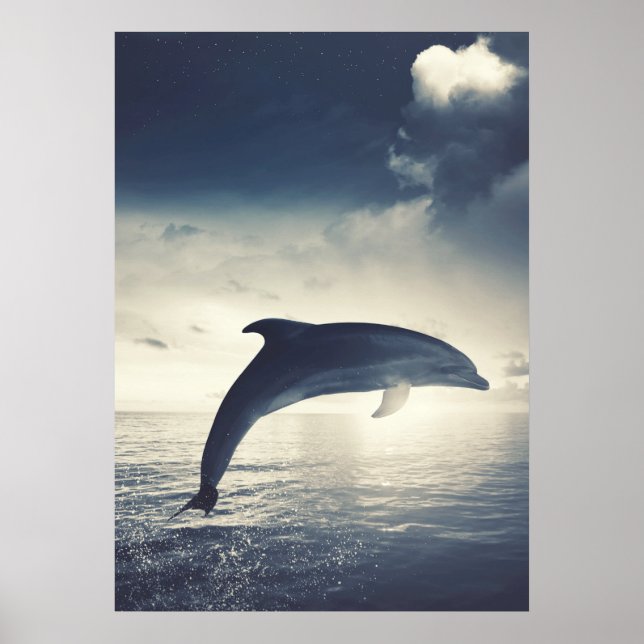 Poster Dauphin sautant hors de l'art aquatique (Devant)