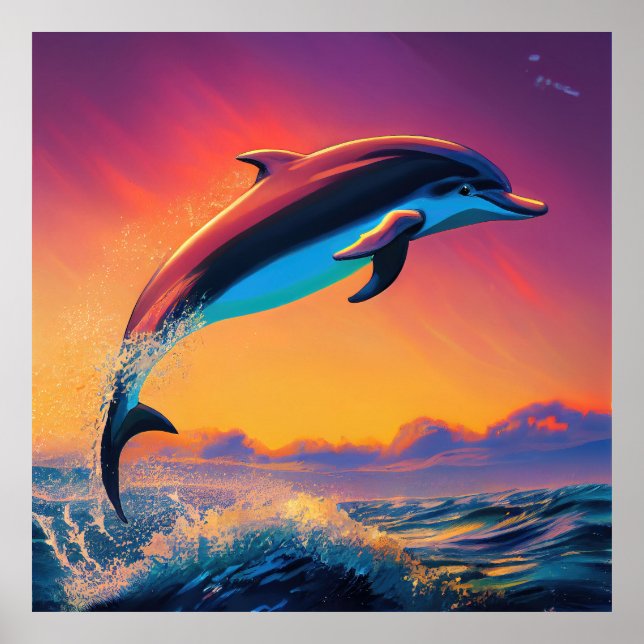 Poster dauphin sautant hors de l'eau (Devant)