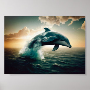 Poster Dauphin Sauter de l'eau
