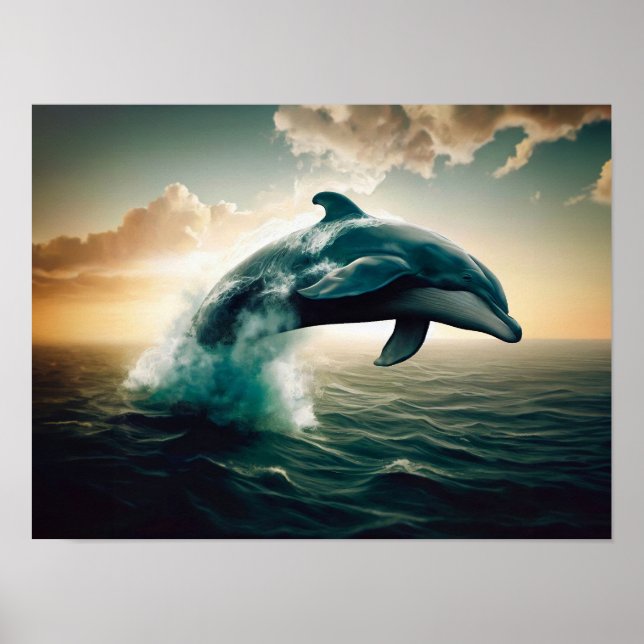 Poster Dauphin Sauter de l'eau (Devant)