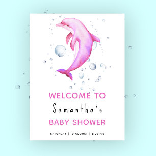 Poster Dauphin sous la mer baby shower accueil