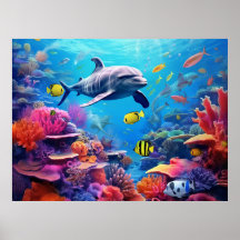 Dauphins sur la barrière de corail, vie marine