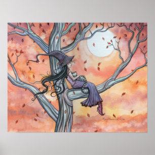 Poster d'automne de Witch Cat par Molly Harrison