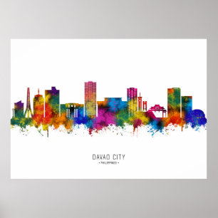 Poster Davao City Philippines Skyline