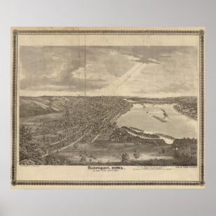 Poster Davenport, Iowa, comme vu de l'ouest du sud