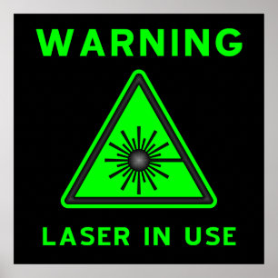 Poster d'avertissement au laser vert et noir
