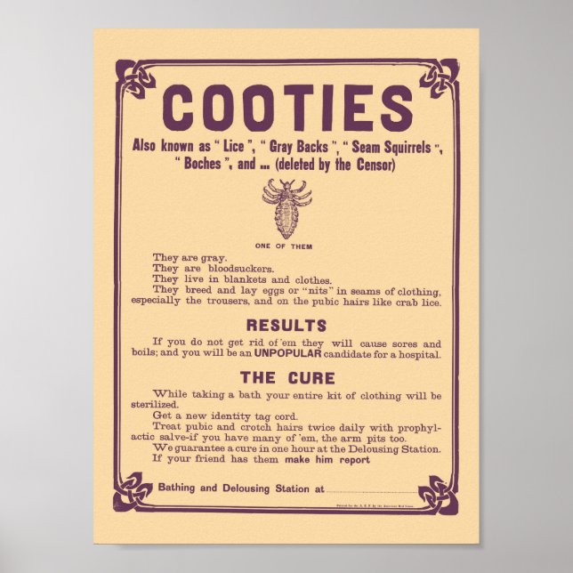 Poster d'avertissement Cootie - Impression Médical (Devant)