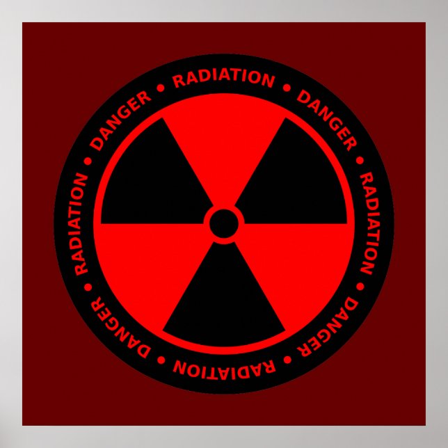 Poster d'avertissement de rayonnement rouge et noi (Devant)