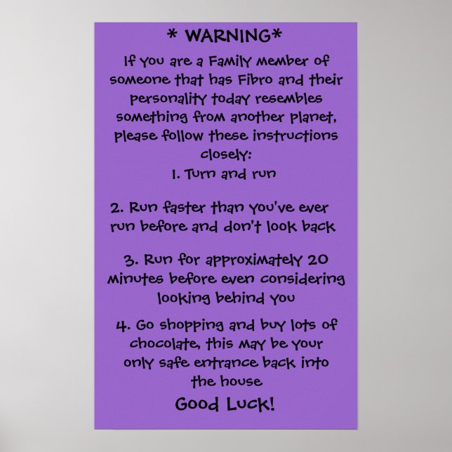 Poster d'avertissement Fibro (Devant)