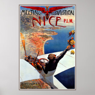 Poster d'Aviation de réunion, Nice, France 1910 arts
