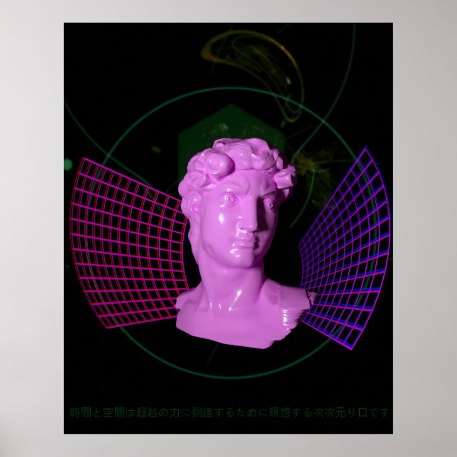 Poster David through Time and Space [~vaporwave aesthetic (Devant)