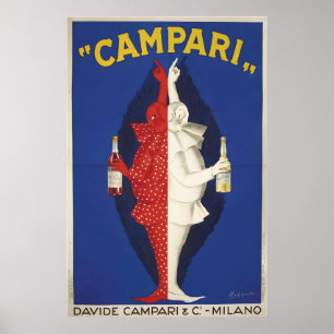 Poster Davide Campari Clowns Rouge et Blanc Vintage