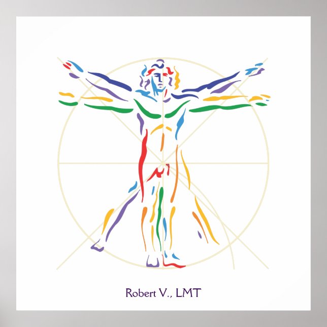 Poster DaVinci Vitruvian Homme Chakra couleurs (Devant)