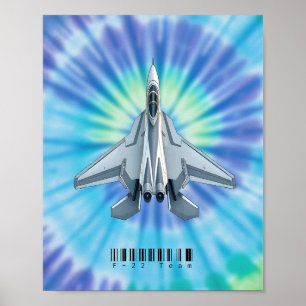 Poster d'avion de chasse F-22 avec Cravate-coloran