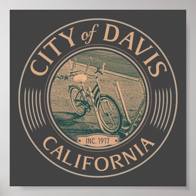 POSTER DAVIS YOLO CALIFORNIA - VILLE DE DAVIS CA (Devant)