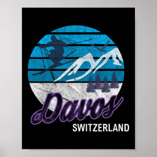 Poster Davos Swiss Alps Suisse Station de ski Snowboardi