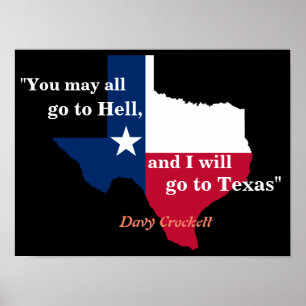 Poster Davy Crockett Citation Sur L'Enfer Et Le Texas Pos
