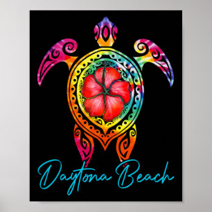 Poster Daytona Beach Floride Tie Dye Vacances de tortue d