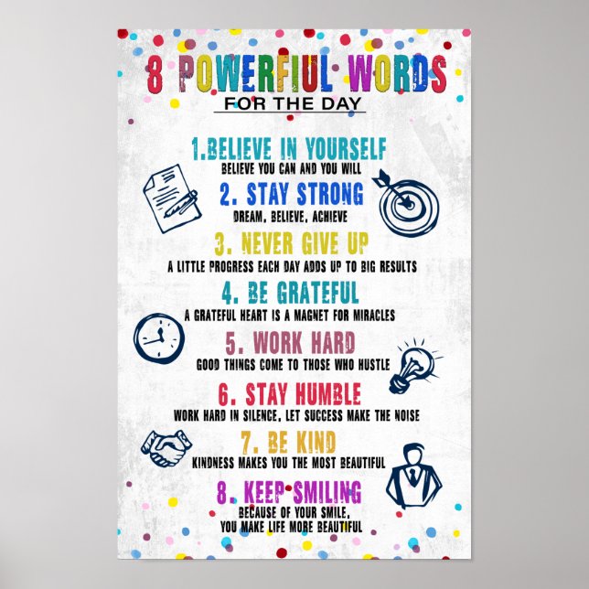 Poster de 8 mots puissants (Devant)