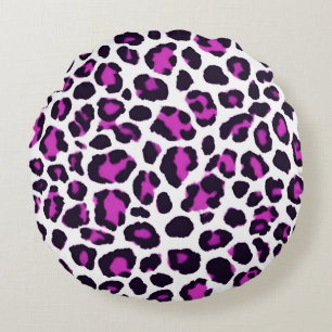 Poster de animal blanc violet Léopard Coussin rond