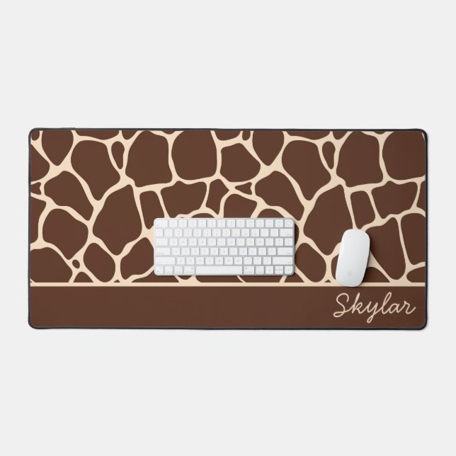 Poster de animal Brown Giraffe Nom personnalisé Cu (Clavier et souris)