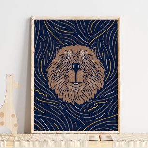 Poster de animal de castor Zodiac   Impression Bea