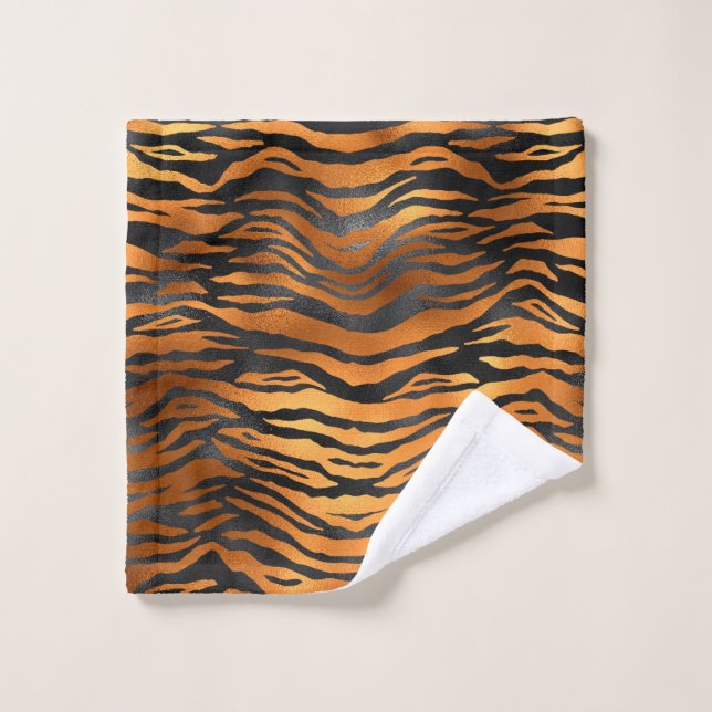 Poster de animal de rayures de tigre Brown noir gl (Gant de toilette)