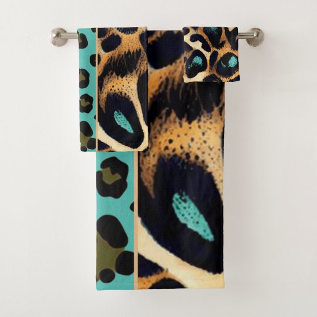 POSTER DE ANIMAL LEOPARD - Ensemble de serviettes  (En situation)
