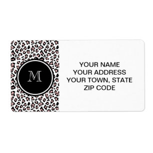 Poster de animal Léopard rose avec Monogramme