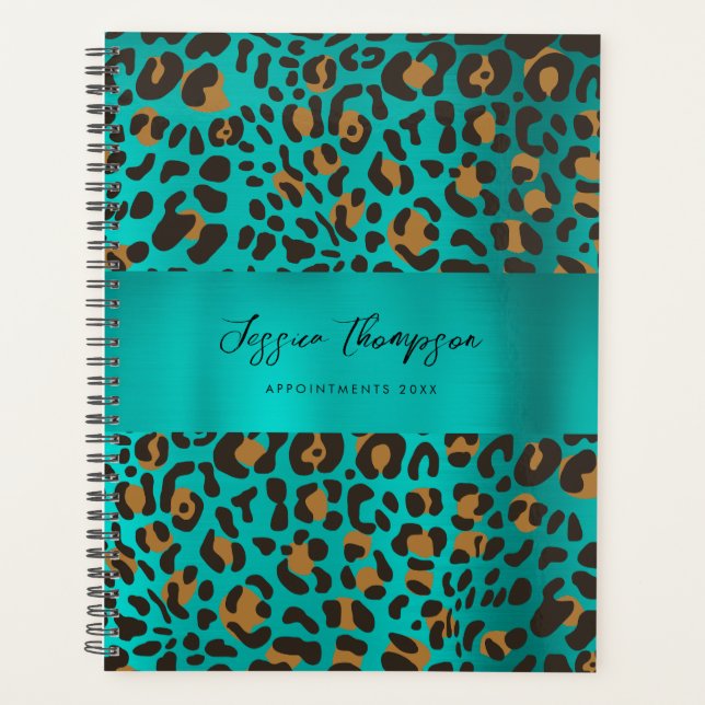 Poster de animal Leopard Turquoise Turquoise (Devant)