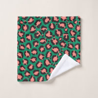 Poster de animal Léopard vert rose corail moderne