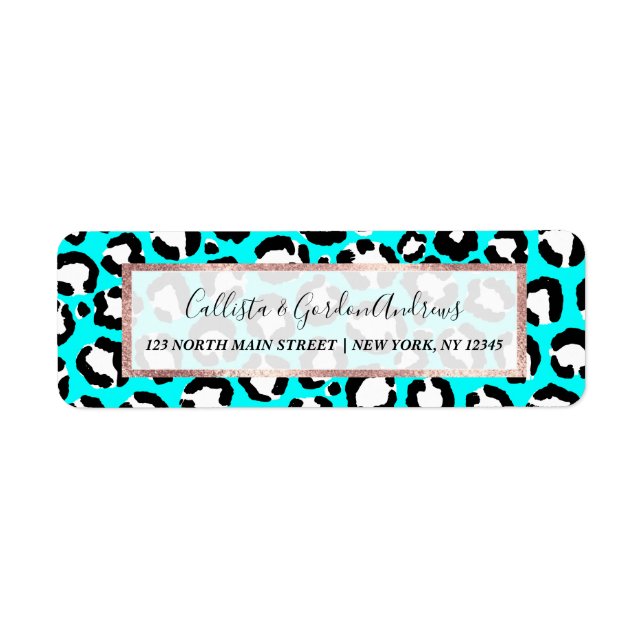 Poster de animal moderne Cyan Blue Leopard (Devant)