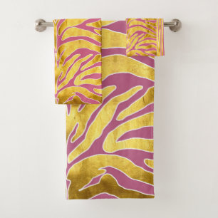Poster de animal, rayures de tigre en or, blush, b